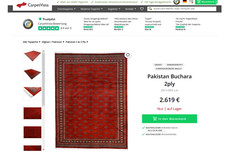 Teppich Pakistan Buchara 2ply ca. 368x275 cm Rot Geometrisch Muster Wolle