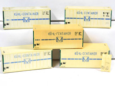 Seecontainer 1:87 H0, 20 Fuss Container 5x Ladegut für Eisenbahn, weiss  -Set G1
