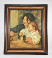 N92Q70- Öldruck nach Auguste Renoir Gabrielle und Jean in Holz Rahmen 