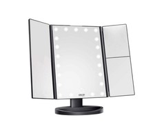 LED Schminkspiegel 3-fach Klappbar mit Beleuchtung & Vergrößerung 3X Spiegel