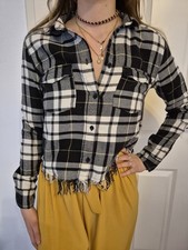 Kurze Karo Flanell Bluse mit