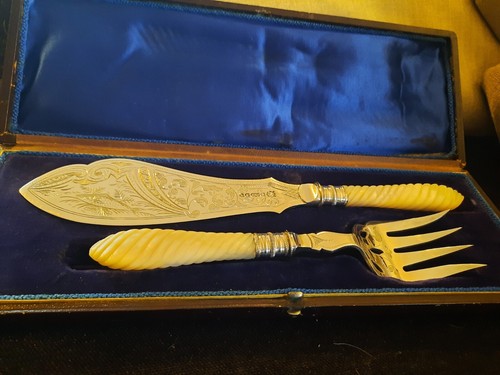 Fischbesteck antik perlmutt - fischbesteck,