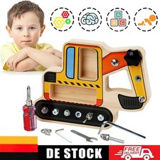 Montessori Spielzeug Bagger Busy Board Holz ab 3 für Mädchen Junge Geschenk