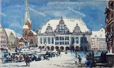 Max Clarenbach Bremen Rathaus Liebfrauenkirche Winter Schnee Impressionismus