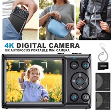 Digitalkamera 4K UHD Fotokamera 64MP Kompaktkameras Fotoapparat 18X Digitalzoom
