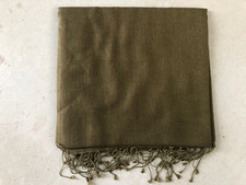 Codello Schal Pashmina unbenutzt 70% Kaschmir 30% Seide khaki Stola Fransen OVP