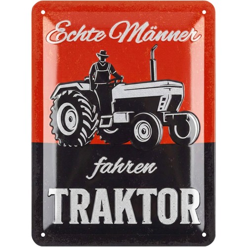 Retro blechschild traktor - blechschild,