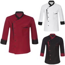 Kochjacke Herren Damen Langarm Bäckerjacke Kochmantel Kockjackenknöpfe Stehkrage
