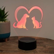 LED Lampe Herz mit Hund und
