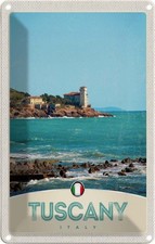 Blechschild 30x20 cm Toskana Italien Meer Strand Haus Bildmotiv Reisemotiv Abent