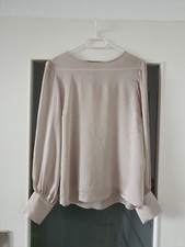 SATIN DAMEN BLUSE VON H&M IN EINEN CHAMPAGNER BEIGE ELEGANTES OBERTEIL SHIRT 38