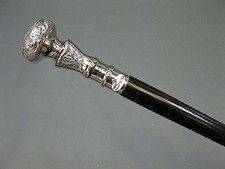 Holz Bergstock 98cm Gehstock Wanderstock Spazierstock Stock silbern Metallspitze