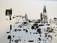 Koller Oskar sign. s/w Lithographie "Nürnberger Altstadt mit St. Sebald"  1969