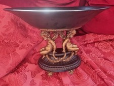 Art Decor Tafelaufsatz-Schale von 2 Putti getragen Porzellan/Messing CAESAR COLL