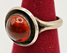 Design Silberring Bernstein NEFROM Denmark 925 Sterling Silber Vintage 60er 70er