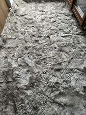 Toscaner Lammfell Decke Felldecke grau Kuscheldecke Pelzdecke, 200x160 Patchwork