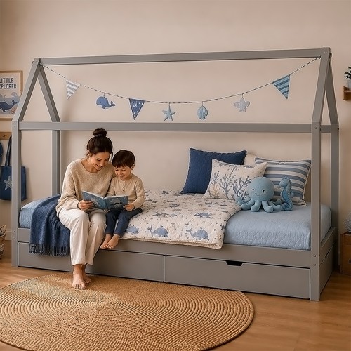Hausbett 90x200 mit 2 - 90x200,