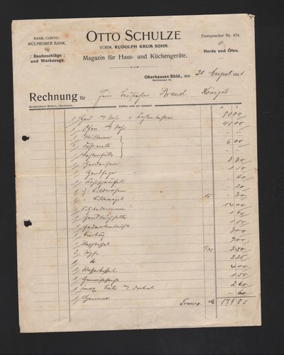 Oberhausen rechnung 1911 - oberhausen,,