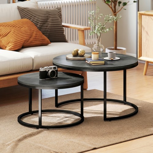 Homcom couchtisch rund - homcom, 2er