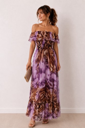 Maxi sommerkleid mit rüchen - maxi,