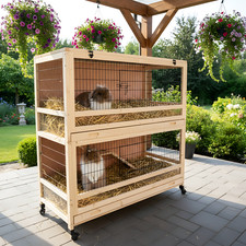 Kaninchenstall Hasen Stall Knuffel mit Rollen Freilauf Gehege Kaninchen Käfig