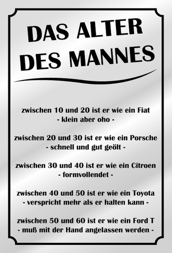Blechschild 18x12 das alter - blechschild,