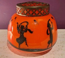 Vintage Art Deco 30er Jahre Tschechisch Böhmisch Tango Ware Rosenschale Sockel Mantel Vase