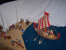 Playmobil Wikinger Drachenboot 3150 und viele Figuren, Pferde mehr