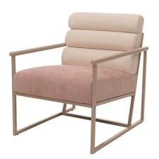 B-Ware Lounge-Sessel MWC-O38, Stoff/Textil (420 g/m²) Metall, beige Polster rosé