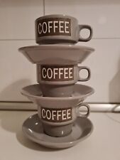 Kaffeetassen, grau, Coffee, 3St, stapelbar, platzsparend, Tasse