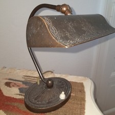 Messing Lampe Jugendstil antik Bankerlampe