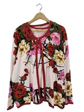 OVANTI Pullover Twin Set Damen Pullover Gr. DE 48 rot-khaki-weiß Casual-Look