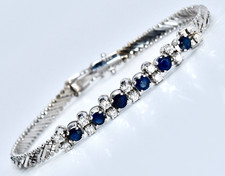 Armband 18 Kt/750 Weißgold,  17,14g, Saphir & ca. 1,00ct. Brillant, Handarbeit!