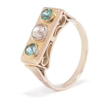 Ring aus 585er Rotgold mit 2 Turmalien 1Diamant Gr. 57 Gewicht 4,12g Vintage