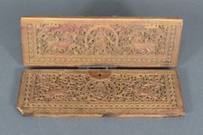 2x uralter  Schubladenfront Schnitzerei Tempel Asien Asiatika China Indien AG128