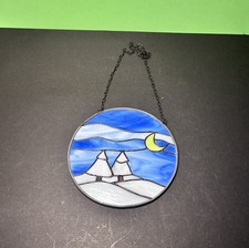 sehr schönes Fensterbild, Tiffany  Winter Landschaft echte Handarbeit