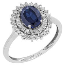 14K Solide Weiße Gold Oval