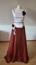 Abendkleid Gr 36 S Corsage Rock Weiß Bordeaux Dunkelrot Damen Hochzeit Ball #115