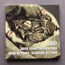 S2-212)) Belgien KMS 2002 im Folder, Franc Satz geschreddert + Euro Satz
