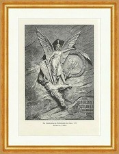 Das Kaiserdenkmal in Giebichenstein bei Halle a. d. S. Holzstich A 1649 Gerahmt