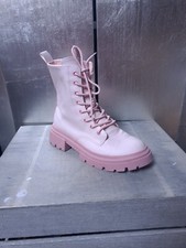 Neuwertige ZARA Plateau Stiefel Gr 34 rosa pink Schnürstiefel Stiefeletten 1234