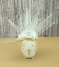 Gastgeschenk  Kerze weiße o.creme Deko wählb. Komm. Konfirmation Firmung Taufe
