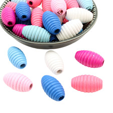 20 Holzperlen 25x14mm Bunt