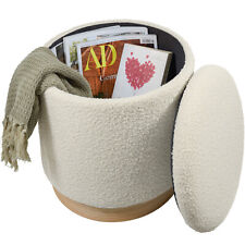 Sitzhocker mit Stauraum Rund Bouclé Gepolstert Polsterhocker Fußhocker B-Ware