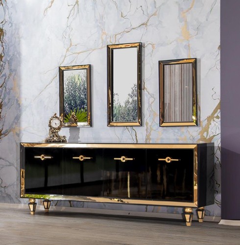 Schwarzes edelstahl sideboard - schwarzes,