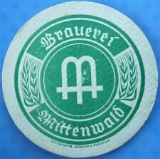Alter Bierdeckel Brauerei Mittenwald um 1952-54 mit Impressum