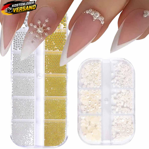 Nagelkunst perlen set - 3d, nagelkunst-perlen-set