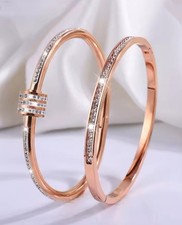 2 Stück Armreifen aus Edelstahl 316 Rosa Gold 