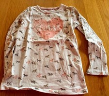 Weisses Langarm Shirt mit Pferden gr 122-128 topolino