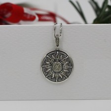Sonne Anhänger mit Kette Sterlingsilber925 Zirkonia Steine Weihnachtsgeschenk